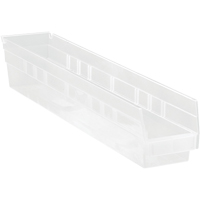 Shelf Bins, 4-1/8" W x 4" H x 23-5/8" D, Clear, 50 lbs. Capacity Ontario Packaging