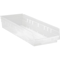 Shelf Bins, 8-3/8" W x 4" H x 23-5/8" D, Clear, 50 lbs. Capacity Ontario Packaging