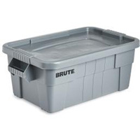 Brute Storage Tote with Lid, 27.88” D x 16.5” W x 10.7" H, 112 llbs. Capacity, Grey CF681 | Ontario Packaging
