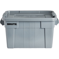 Brute Storage Tote with Lid, 27.88” D x 17.38” W x 15.13” H, 160 lbs. Capacity, Grey CF682 | Ontario Packaging