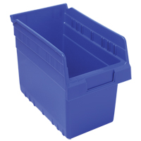 Store-Max Shelf Bins, 6-5/8" W x 8" H x 11-5/8" D, Blue, 44 lbs. Capacity Ontario Packaging