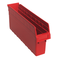 Store-Max Shelf Bins, 4-3/8" W x 8" H x 17-7/8" D, Red, 56 lbs. Capacity Ontario Packaging