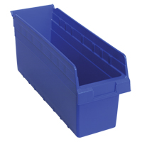 Store-Max Shelf Bins, 6-5/8" W x 8" H x 17-7/8" D, Blue, 56 lbs. Capacity Ontario Packaging
