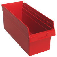 Store-Max Shelf Bins, 8-3/8" W x 8" H x 17-7/8" D, Red, 56 lbs. Capacity Ontario Packaging