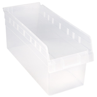 Store-Max Shelf Bins, 8-3/8" W x 8" H x 17-7/8" D, Clear, 56 lbs. Capacity Ontario Packaging