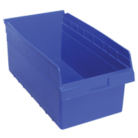 Store-Max Shelf Bins, 11-1/8" W x 8" H x 17-7/8" D, Blue, 56 lbs. Capacity Ontario Packaging
