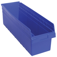 Store-Max Shelf Bins, 8-3/8" W x 8" H x 23-5/8" D, Blue, 68 lbs. Capacity Ontario Packaging
