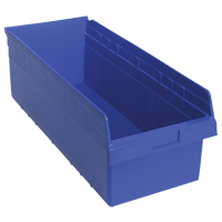 Store-Max Shelf Bins, 11-1/8" W x 8" H x 23-5/8" D, Blue, 68 lbs. Capacity Ontario Packaging