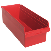 Store-Max Shelf Bins, 11-1/8" W x 8" H x 23-5/8" D, Red, 68 lbs. Capacity Ontario Packaging
