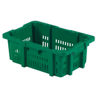 Food Handling Plastic Stack-N-Nest Container, 16" x 23.9" x 8.8", Green Ontario Packaging