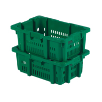 Food Handling Plastic Stack-N-Nest Container, 16" x 23.9" x 8.8", Green Ontario Packaging