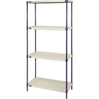Wire Shelving Unit with Plastic Shelves, Wire Frame with Plastic Shelves, Boltless, 600 lbs. Capacity, 30" W x 72" H x 18" D Ontario Packaging