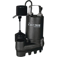 Cast Iron Submersible Sump Pump with Vertical Float Switch, 67 GPM, 33 V, 5 A, 1/3 HP DC863 | Ontario Packaging