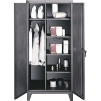 Wardrobe/Storage Cabinets, Steel, 36" W x 24" D x 72" H, Grey FG838 | Ontario Packaging