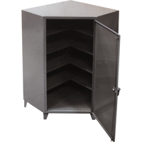 Corner Cabinets, Steel, 4 Shelves, 72" H x 48" W x 24" D, Grey FG850 | Ontario Packaging