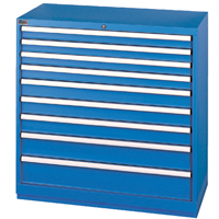 Drawer Cabinets, 9 Drawers, 40-1/4" W x 22-1/2" D x 41-3/4" H, Bright blue Ontario Packaging