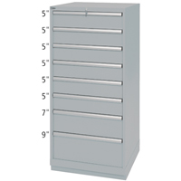Armoires de rangement avec tiroirs, 8 tiroirs, 28-1/4" la x 28-1/2" p x 59-1/2" h, Gris Ontario Packaging