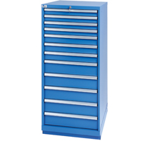 Armoires de rangement avec tiroirs, 12 tiroirs, 28-1/4" la x 28-1/2" p x 59-1/2" h, Bleu brillant Ontario Packaging