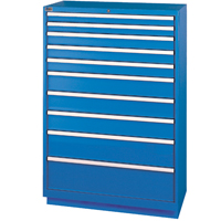 Armoires de rangement avec tiroirs, 10 tiroirs, 40-1/4" la x 22-1/2" p x 59-1/2" h, Bleu brillant Ontario Packaging