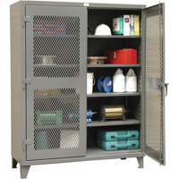 Heavy-Duty Ventilated Storage Cabinets, 4 Shelves, 72" H x 36" W x 24" D, Steel, Grey FI329 | Ontario Packaging