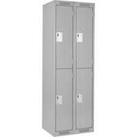 Clean Line Lockers, 2 -tier, Bank of 2, 24" x 18" x 72", Steel, Grey, Rivet (Assembled) Ontario Packaging