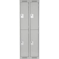Clean Line Lockers, 2 -tier, Bank of 2, 24" x 18" x 72", Steel, Grey, Rivet (Assembled) Ontario Packaging
