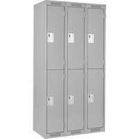 Clean Line Lockers, 2 -tier, Bank of 3, 36" x 18" x 72", Steel, Grey, Rivet (Assembled) Ontario Packaging