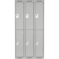 Clean Line Lockers, 2 -tier, Bank of 3, 36" x 18" x 72", Steel, Grey, Rivet (Assembled) Ontario Packaging