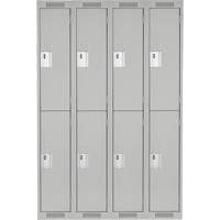 Clean Line Lockers, 2 -tier, Bank of 4, 48" x 18" x 72", Steel, Grey, Rivet (Assembled) Ontario Packaging