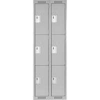Clean Line Lockers, 3 -tier, Bank of 2, 24" x 18" x 72", Steel, Grey, Rivet (Assembled) Ontario Packaging