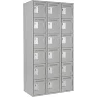 Clean Line Lockerettes, 6 -tier, Bank of 3, 36" x 18" x 72", Steel, Grey, Rivet (Assembled) Ontario Packaging