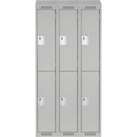 Clean Line Lockers, 2 -tier, Bank of 3, 36" x 18" x 78", Steel, Grey, Rivet (Assembled) Ontario Packaging