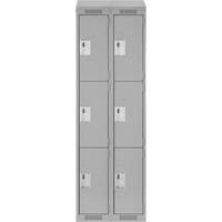Clean Line Lockers, 3 -tier, Bank of 2, 24" x 18" x 78", Steel, Grey, Rivet (Assembled) Ontario Packaging