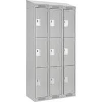 Clean Line Lockers, 3 -tier, Bank of 3, 36" x 18" x 78", Steel, Grey, Rivet (Assembled) Ontario Packaging