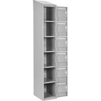 Clean Line Lockerette , 6 -tier, Bank of 4, 48" x 18" x 78", Steel, Grey, Rivet (Assembled) Ontario Packaging