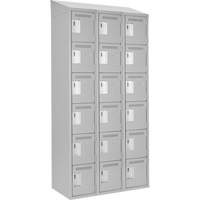 Clean Line Lockerette , 6 -tier, Bank of 3, 36" x 18" x 78", Steel, Grey, Rivet (Assembled) Ontario Packaging
