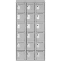 Clean Line Lockerette , 6 -tier, Bank of 3, 36" x 18" x 78", Steel, Grey, Rivet (Assembled) Ontario Packaging