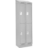 Clean Line Lockers, 2 -tier, Bank of 2, 24" x 18" x 82", Steel, Grey, Rivet (Assembled) Ontario Packaging