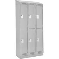 Clean Line Lockers, 2 -tier, Bank of 3, 36" x 18" x 82", Steel, Grey, Rivet (Assembled) Ontario Packaging