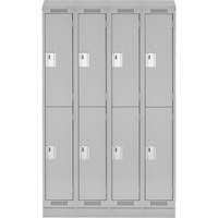 Clean Line Lockers, 2 -tier, Bank of 4, 48" x 18" x 82", Steel, Grey, Rivet (Assembled) Ontario Packaging