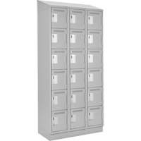 Clean Line Lockerette, 6 -tier, Bank of 3, 36" x 18" x 82", Steel, Grey, Rivet (Assembled) Ontario Packaging