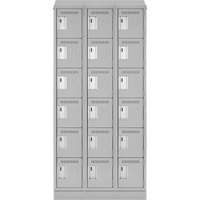 Clean Line Lockerette, 6 -tier, Bank of 3, 36" x 18" x 82", Steel, Grey, Rivet (Assembled) Ontario Packaging