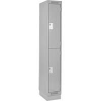 Clean Line Lockers, 2 -tier, 12" x 18" x 76", Steel, Grey, Rivet (Assembled) Ontario Packaging