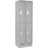 Clean Line Lockers, 2 -tier, Bank of 2, 24" x 18" x 76", Steel, Grey, Rivet (Assembled) Ontario Packaging