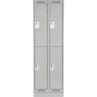 Clean Line Lockers, 2 -tier, Bank of 2, 24" x 18" x 76", Steel, Grey, Rivet (Assembled) Ontario Packaging
