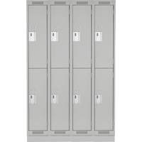 Clean Line Lockers, 2 -tier, Bank of 4, 48" x 18" x 76", Steel, Grey, Rivet (Assembled) Ontario Packaging