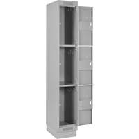 Clean Line Lockers, 3 -tier, Bank of 4, 48" x 18" x 76", Steel, Grey, Rivet (Assembled) Ontario Packaging