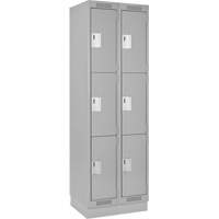 Clean Line Lockers, 3 -tier, Bank of 2, 24" x 18" x 76", Steel, Grey, Rivet (Assembled) Ontario Packaging