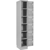 Clean Line Lockerette, 6 -tier, Bank of 4, 48" x 18" x 76", Steel, Grey, Rivet (Assembled) Ontario Packaging