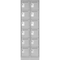 Clean Line Lockerette, 6 -tier, Bank of 2, 24" x 18" x 76", Steel, Grey, Rivet (Assembled) Ontario Packaging